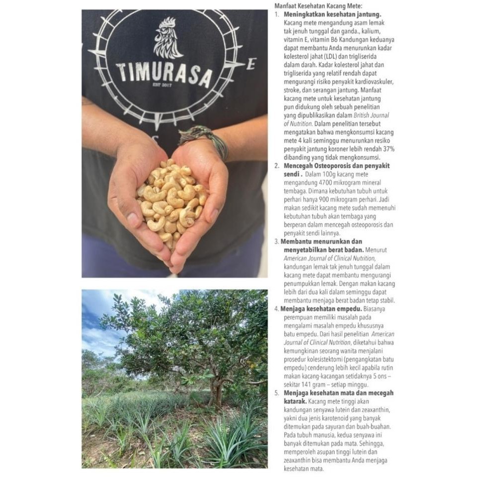 

Timurasa, Roasted Cashew Nuts (Kacang Mete Utuh Panggang) 500Gr Best Myeshandira