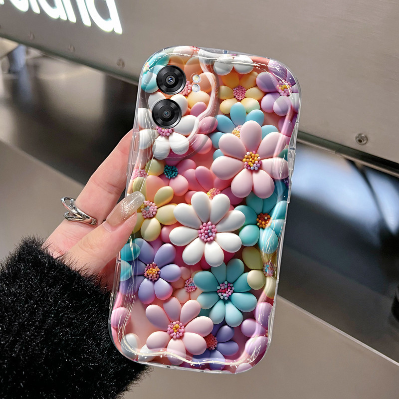 Casing Hp OPPO A57 2022 A77 2022 A57s A57e A77s Case hp 3D ponsel pola bunga Casing lembut gel silik