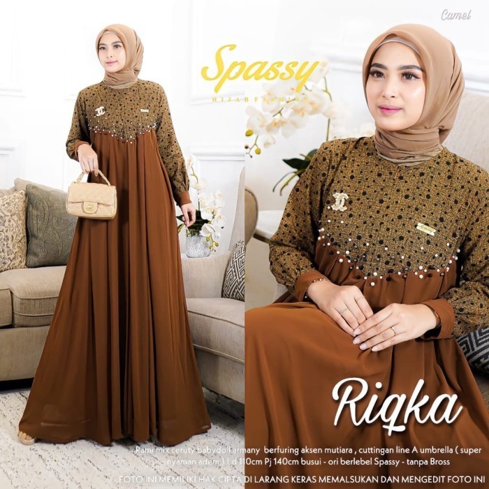 Gamis Dewasa Gamis Abaya Wanita Dewasa Syari Baju Muslim Muslimah Cewek Pesta Murah - camel