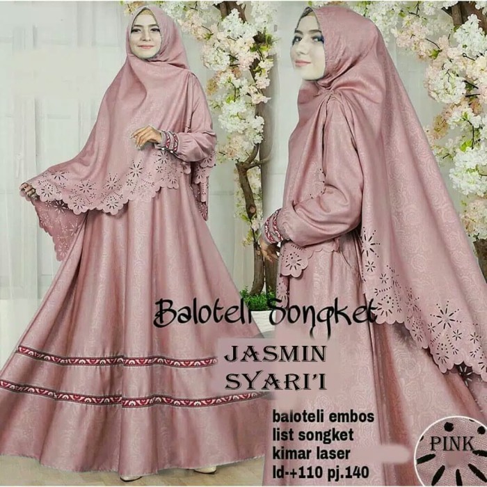 Gamis Hitam BAJU GAMIS WANITA JASMIN MOTIF EMBOS PAKAIAN WANITA DEWASA TERBARU - Abu-abu