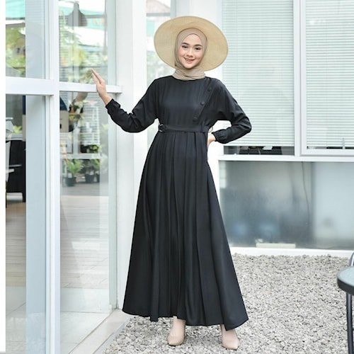 Gamis Premium GAMIS Wanita Terbaru 2022 Dewasa Remaja Warna HItam Dan Putih Baju Leb