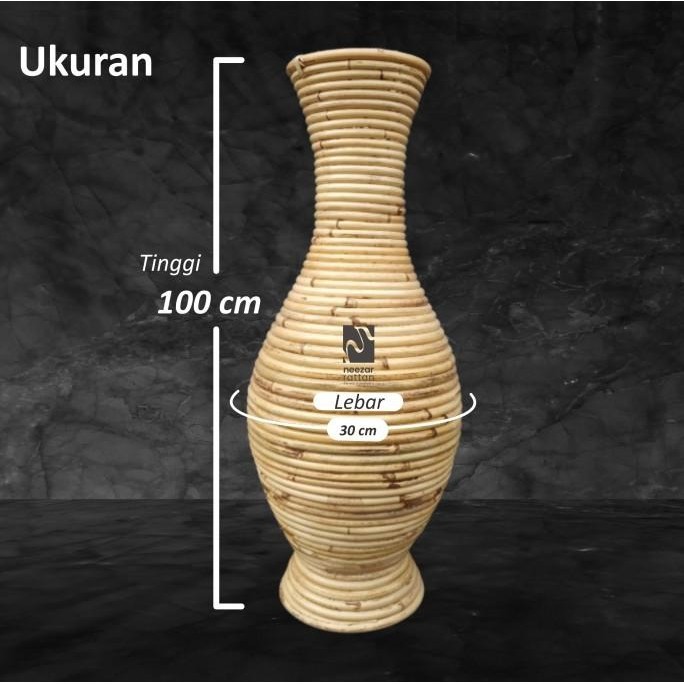 Vas Pot Guci Tempat Bunga Dari Rotan Tinggi 100 Cm