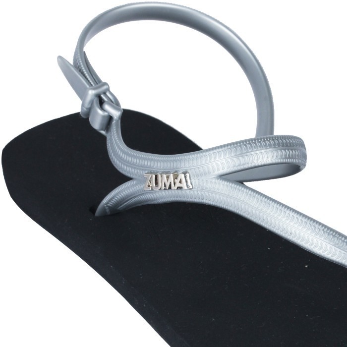 Zuma Elsa 8/Sandal Tali Belakang Karet Wanita - Hitam Silver