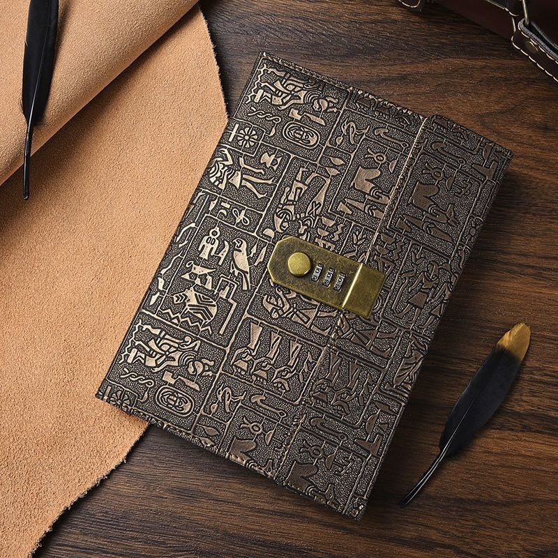 

A5A6B5Password-Protected Noteboy Diary with Lock European Retro Notebook Simple Thickened Journal Book Notepad