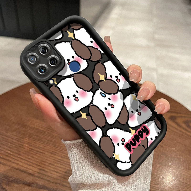 Casing Hp Realme C15 Case Casing lunak silikon Anti Drop HP ponsel kartun imut Softcase anjing babi 