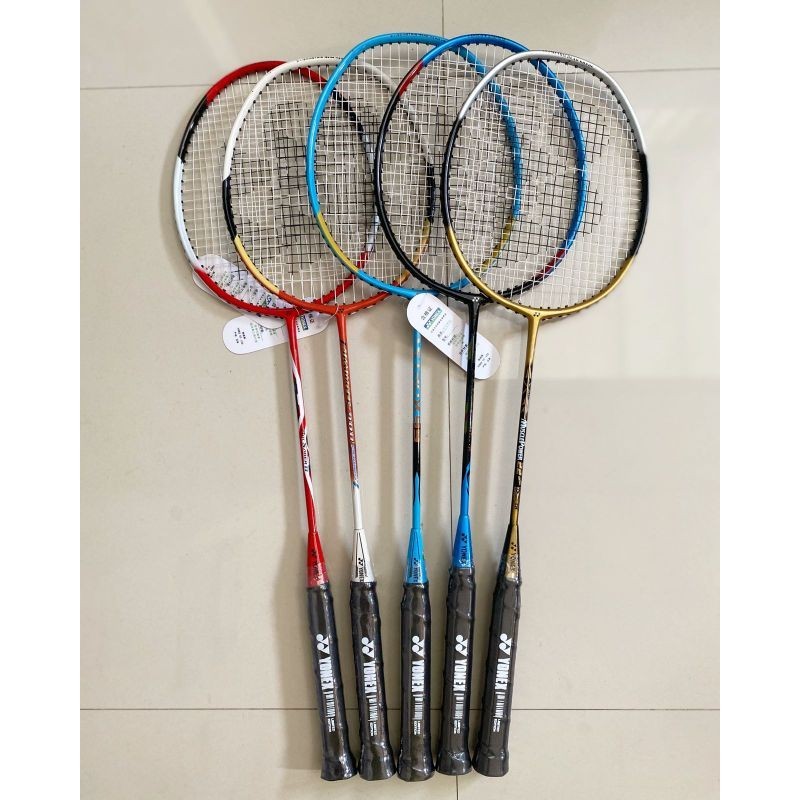 3 Raket + 3 Handgrip Raket Bulutangkis Model Langsungan Tarikan 22-23 lbs