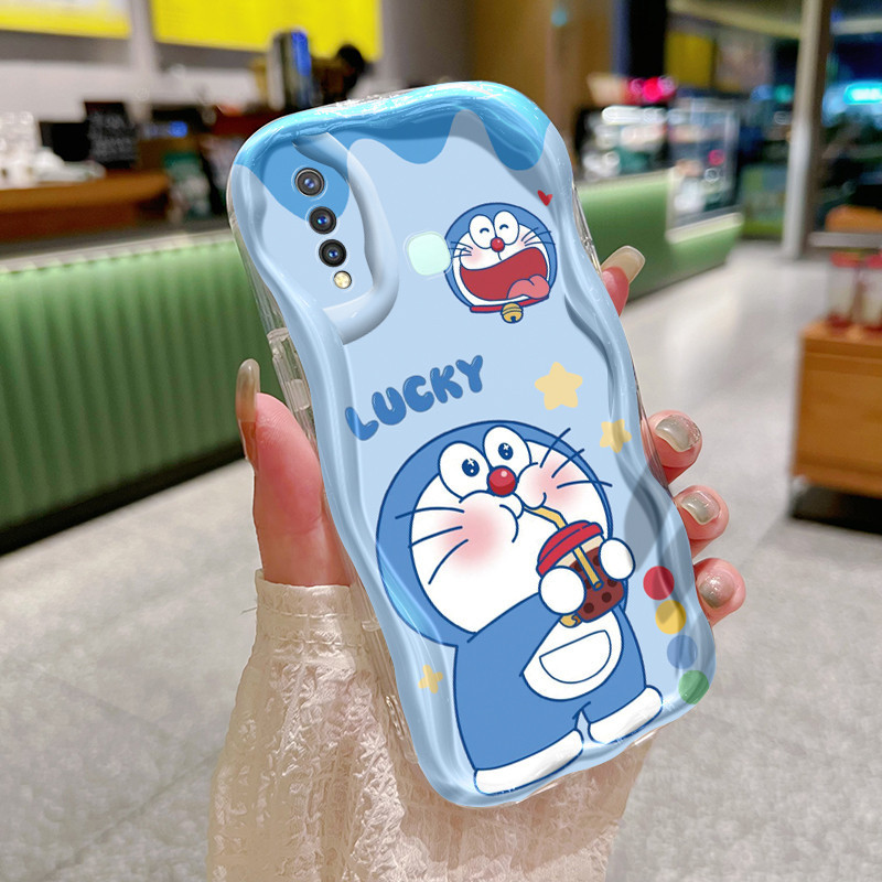 Casing Hp VIVO Y19 VIVO Y5s Case sarung lembut HP ponsel pola teh susu Doraemon casing Softcase peli