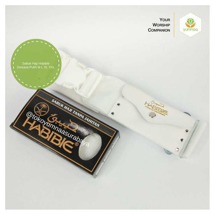 GRATIS ONGKIR SABUK HAJI HABIBIE DEWASA IKAT PINGGANG SABUK IHRAM BETAWI GESPER PRIA - PUTIH 
