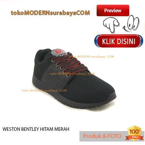 WESTON BENTLEY HITAM MERAH Sepatu pria sneakers