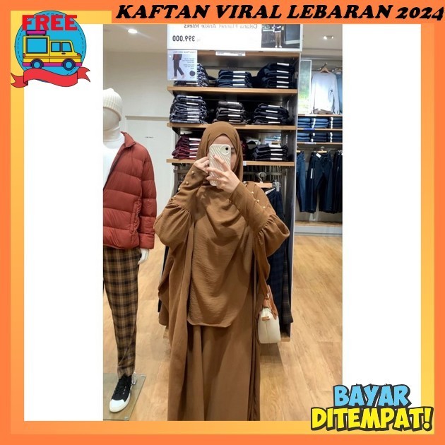 Dress Korean Style Muslim Remaja Kaftn Abya Kaftsn Gsmis Elegan Baju Lebaran 2024 Couple Keluarga Te