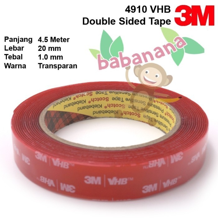 

Double Tape 3M 4910 VHB Transparan double sided 4.5M x 20mm x 1.0mm HOT PROMO