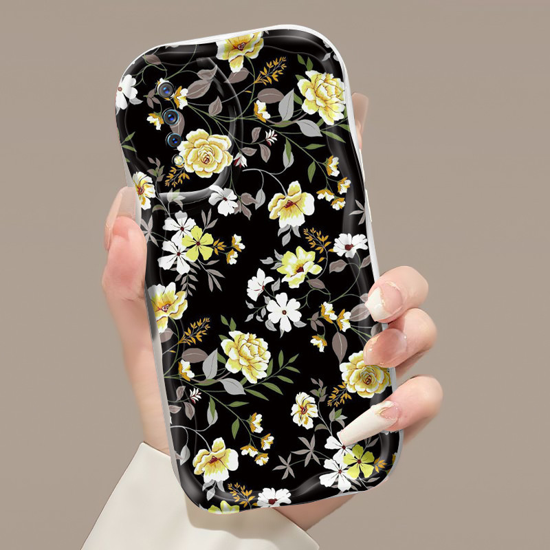 Casing Hp VIVO S1 VIVO S1 Pro Case sarung HP transparan pola Bunga Emas gelap Casing silikon baru ga