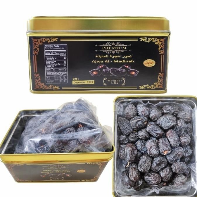 

Kurma Nabi//Ajwa Madinah Kemasan Kaleng Premium 1kg MS