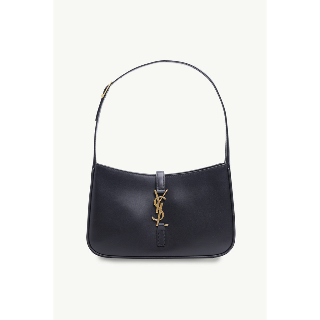 YVES SAINT LAURENT Le 5 A 7 Hobo Bag in Black Smooth Leather GHW
