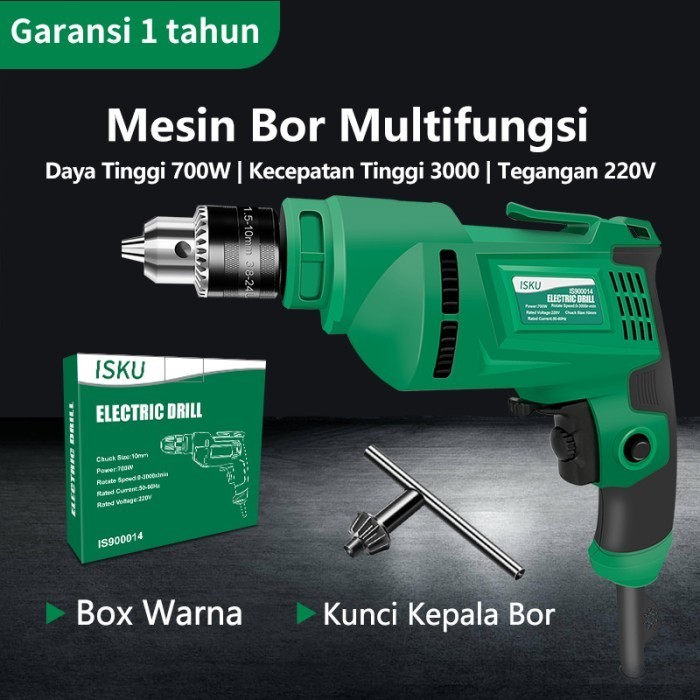 ISKU MESIN BOR TANGAN LISTRIK 10 MM/ BOR IMPACT DRILL / ELECTRIC DRILL
