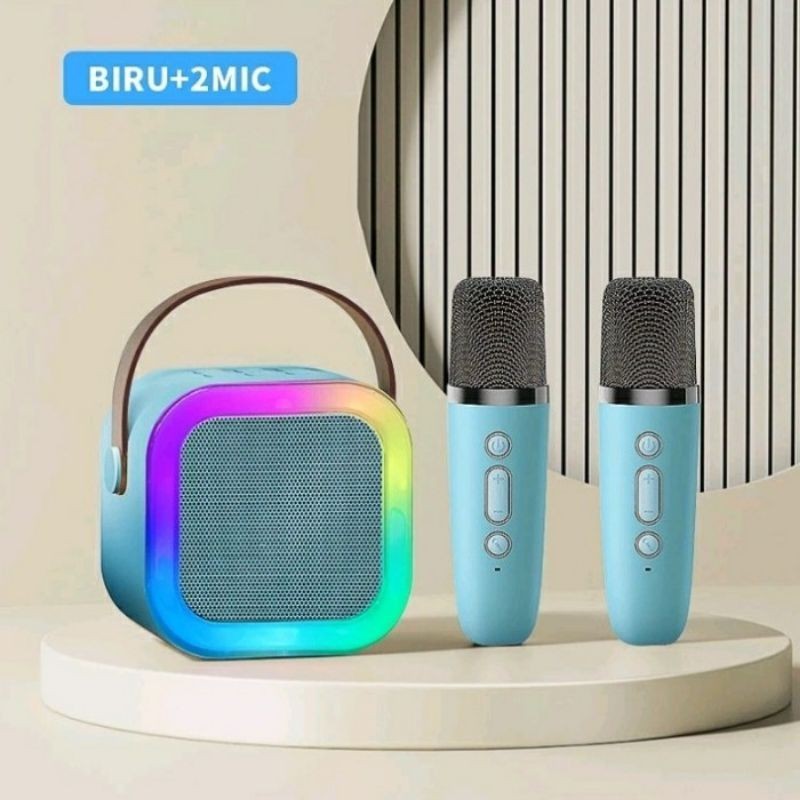 Speaker portabel FLECO K-12 bluetooth mini + free 2 mic karaoke wireless LED dicko fleco K-12