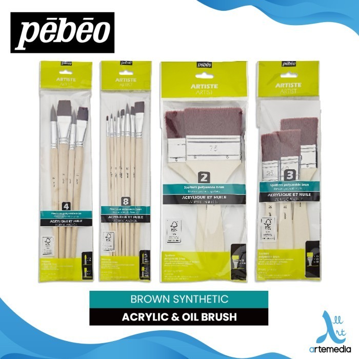 

Kuas Lukis Pebeo Brown Synthetic Oil And Acryllic Brush Set