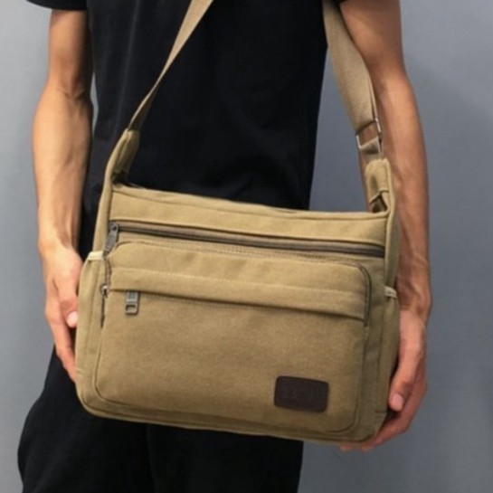 TAS SELEMPANG LAPTOP KERJA KANTOR KANVAS PRIA COWOK RETRO