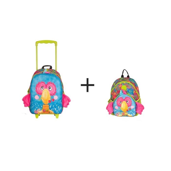 Okiedog Wildpack Junior Trolley Parrot + FREE Wildpack Backpack