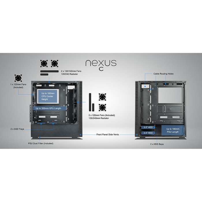 Casing Tecware Nexus C Black - White - Tempered Glass