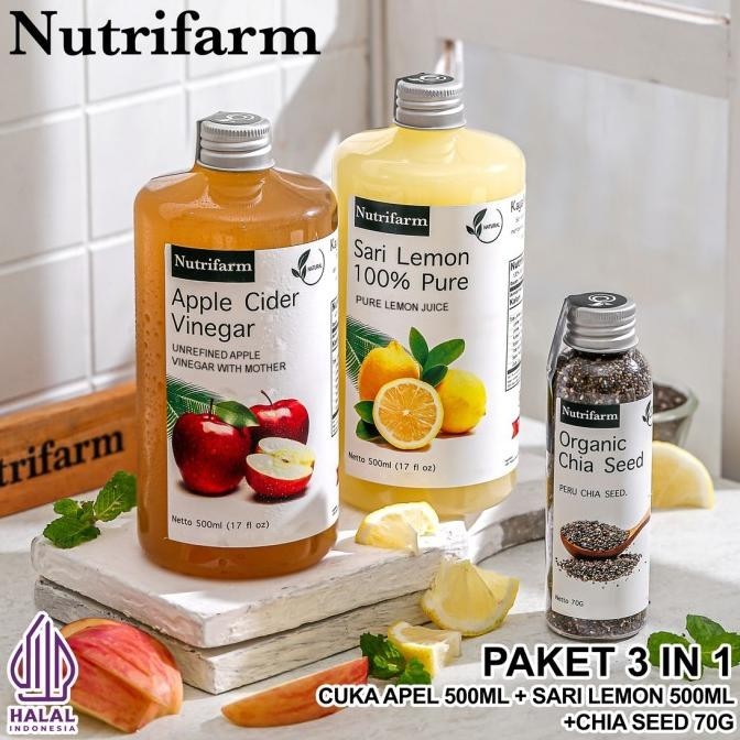 

NUTRIFARM PAKET 3IN1 CUKA APEL SARI LEMON CHIA SEED ORIGINAL P19A