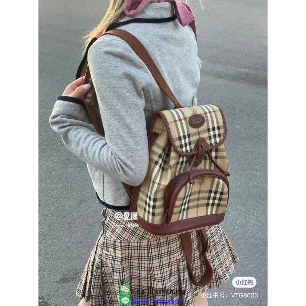 Burberry medieval drawstring canvas mini backpack travel student school backpack