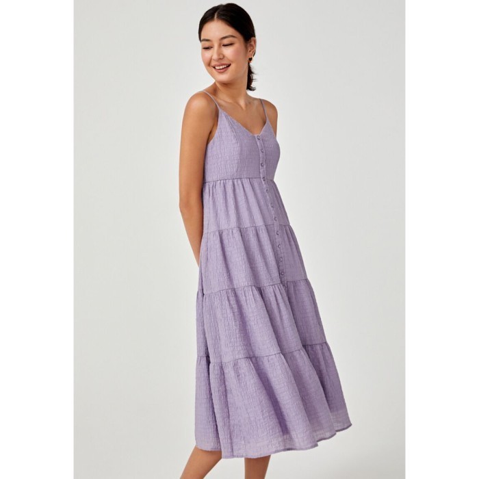 Bellanne Textured Tier Midi Dress - Lavender