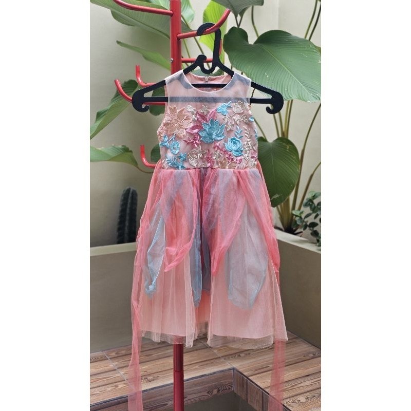 Baloon Dress Pesta Anak - Warna Pastel Bunga Cantik