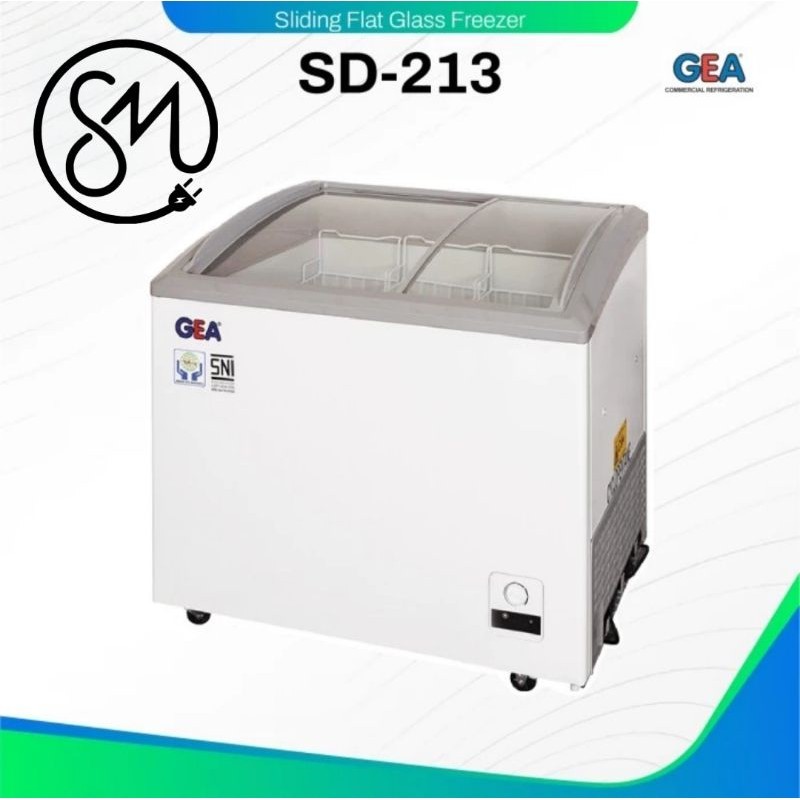 Chest Freezer GEA SD-213 213 Liter SD213 Sliding Curve Glass Geser