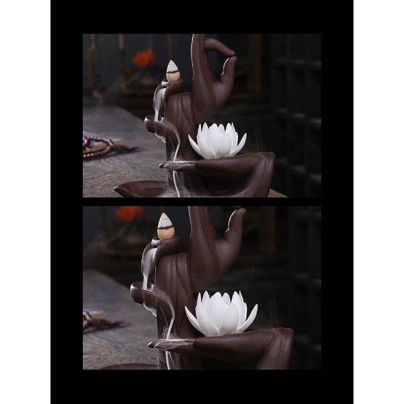 Tanah Liat Ungu Pembakar Dupa Aliran Balik Tangan Buddha Teratai Tanpa Wajah Pembakar Dupa Aliran Ba