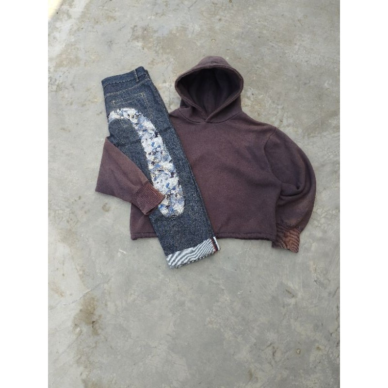 celana denim evisu big logo fashion