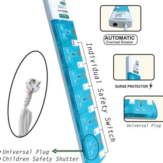 Securiguard Steker Strip Universal Tsp 6 Lubang Colokan Listrik