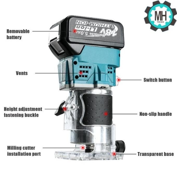 Mesin Router Trimmer Profil Kayu-Cordless Electric Router Trimer