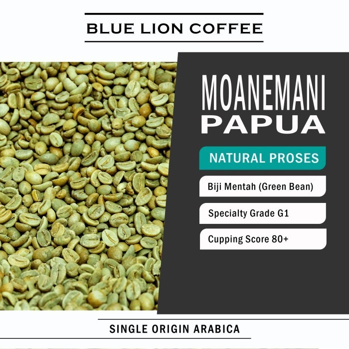 

Blue Lion Coffee Green Bean 1 Kg Papua Moanemani Natural Arabica