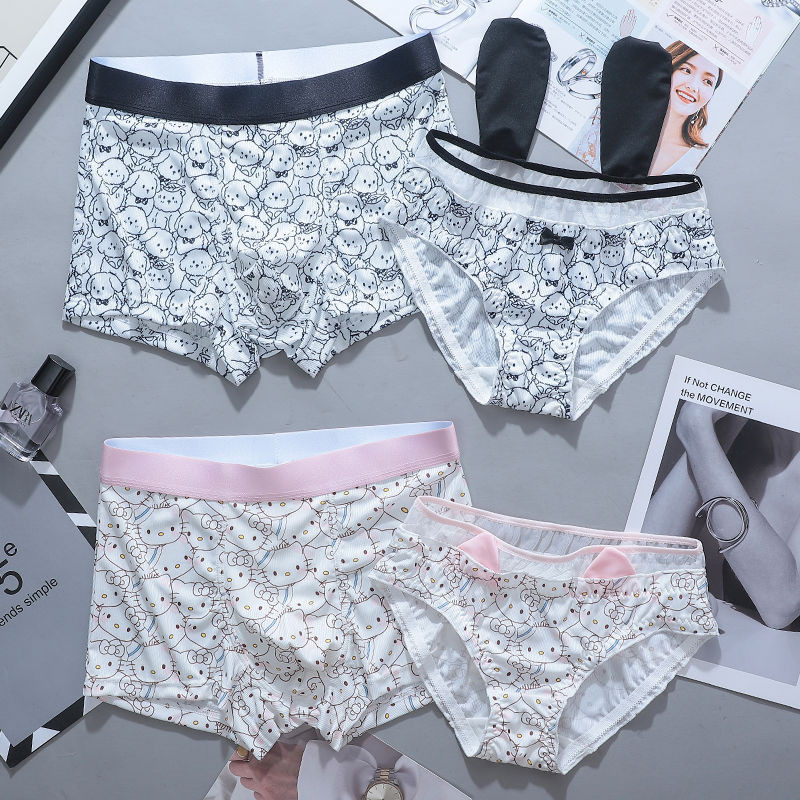 PPasangan Baru Pakaian Dalam Satu Pria dan Satu Wanita Seksi Gaya Murni Pakaian Dalam Kartun