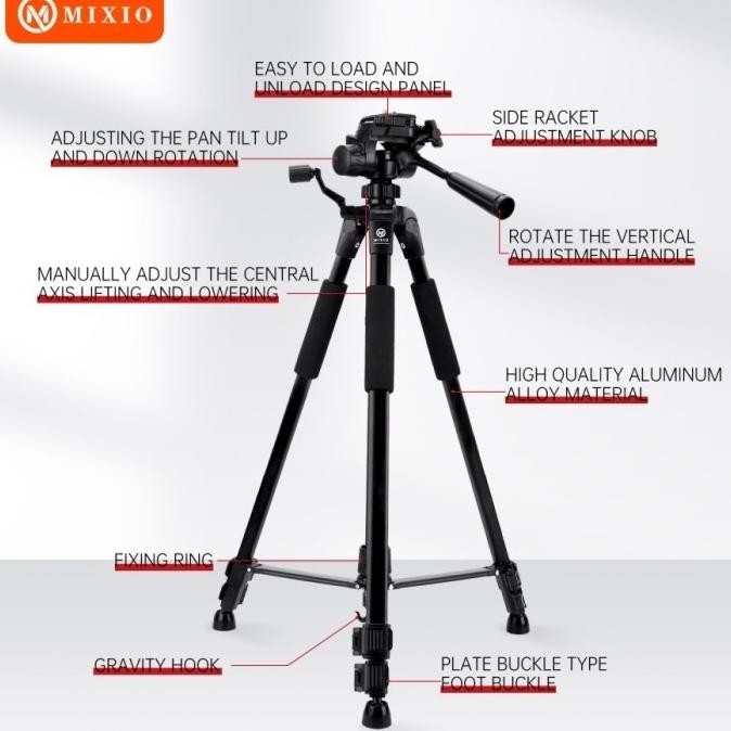 Mixio 3522 170Cm Premium Tripod+Bluetooth Remote+Bag Profesional