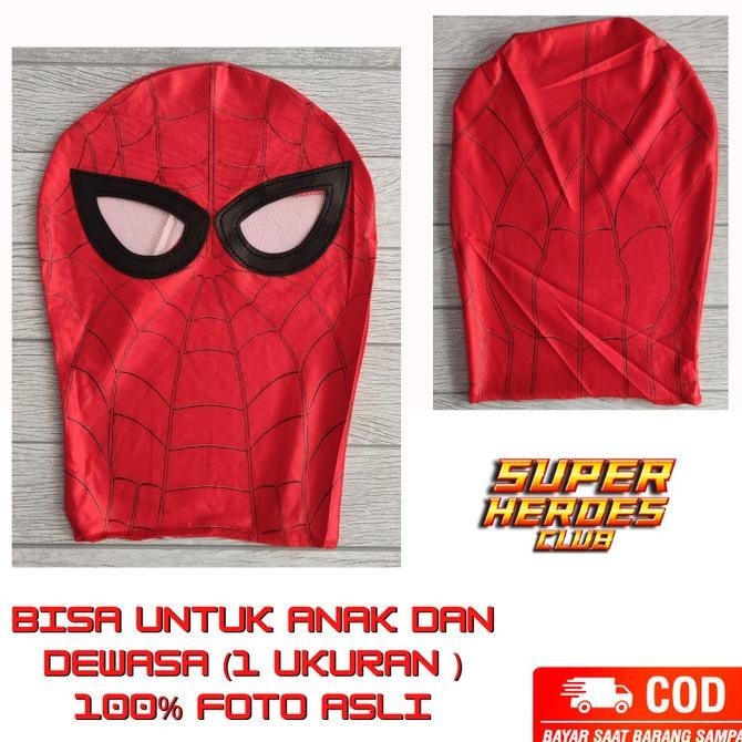 BNM Topeng Spiderman Anak Dewasa Bahan Kain Cosplay Spider Merah Import TERLARIS