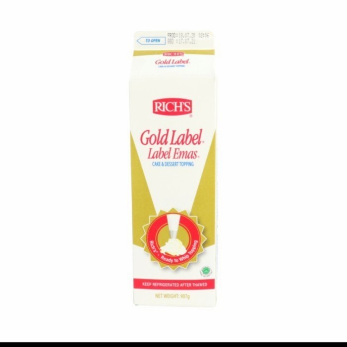 

Rich'S Label Whip Cream Gold Dan Coklat Whipping 907 Gr Topping