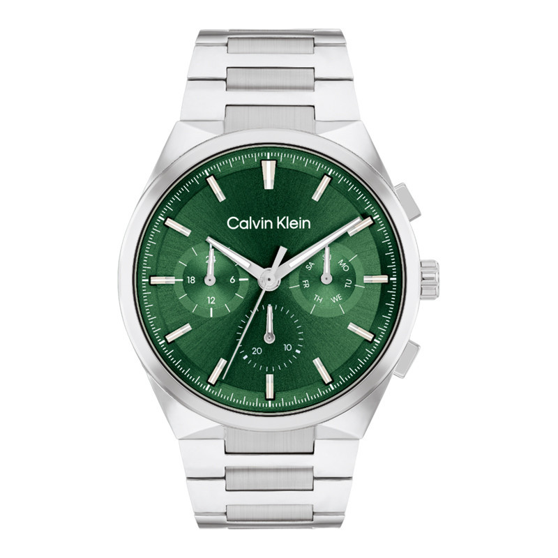 [PRJ] Jam Tangan Pria Calvin Klein Distinguish 25200441 Men Multifunction Green Dial Stainlees Steel