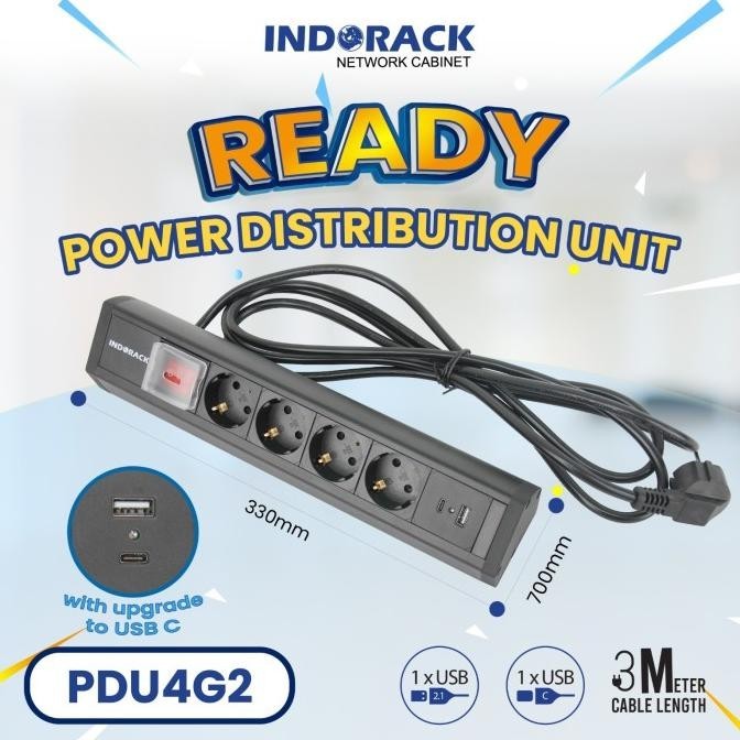 PDU4G2 - Desktop PDU 4 Outlet Germany Socket with 2Port USB - INDORACK