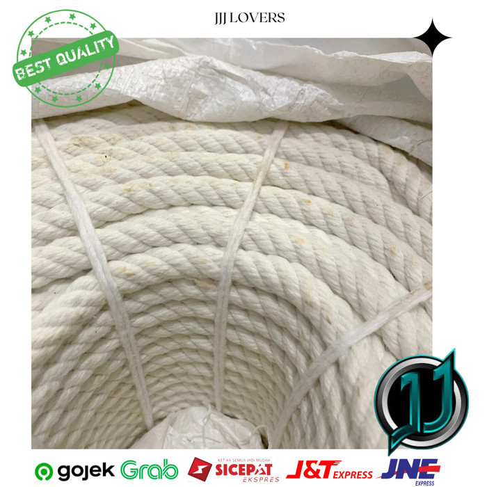 Mitsell Tali Tambang Besar Tambang Katun Tali Tambang Putih Kuralon 12Mm 50M