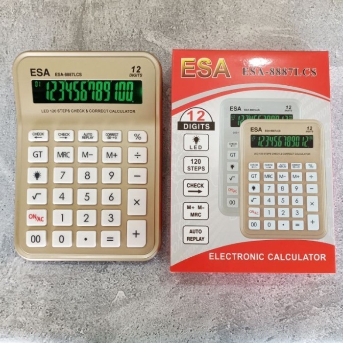 

Esa-8887Lcs Led 12 Dit Calculator Layar Hijau- Kalkulator Nyala Cek