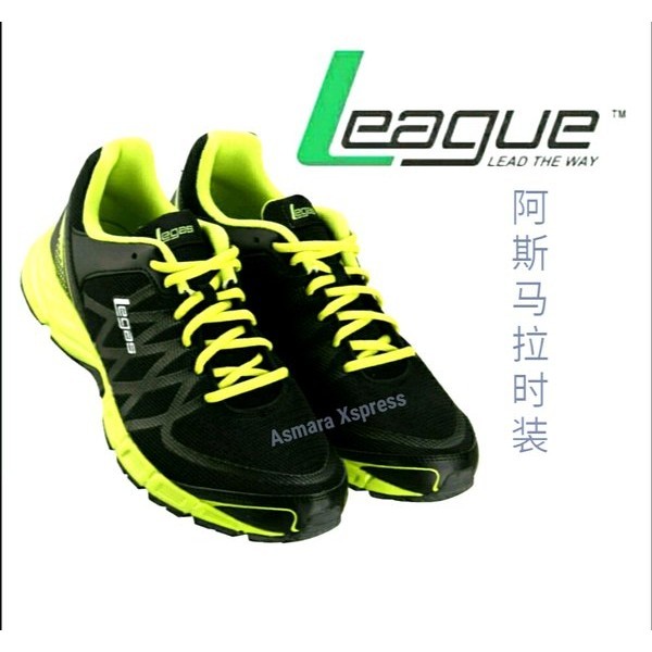 League Legas Original Evo LA Sepatu Lari Pria - Hitam-Lime Punch