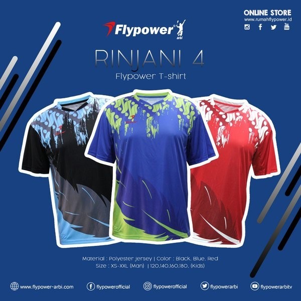 Kaos Olahraga Badminton Bulutangkis Sport Flypower Rinjani 4