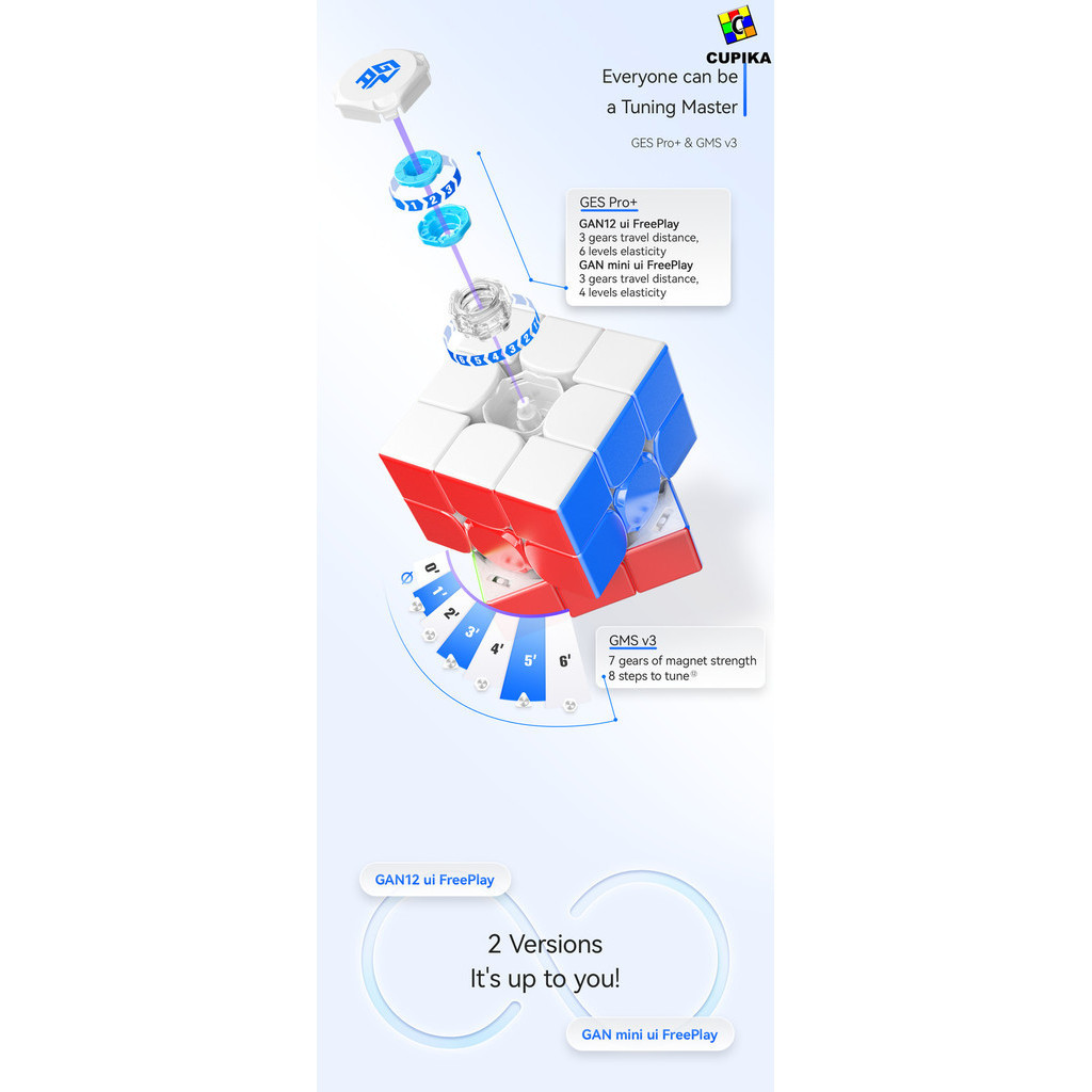 Rubik 3X3 Gan 12 Ui Cube Magnetic Erless 3X3X3