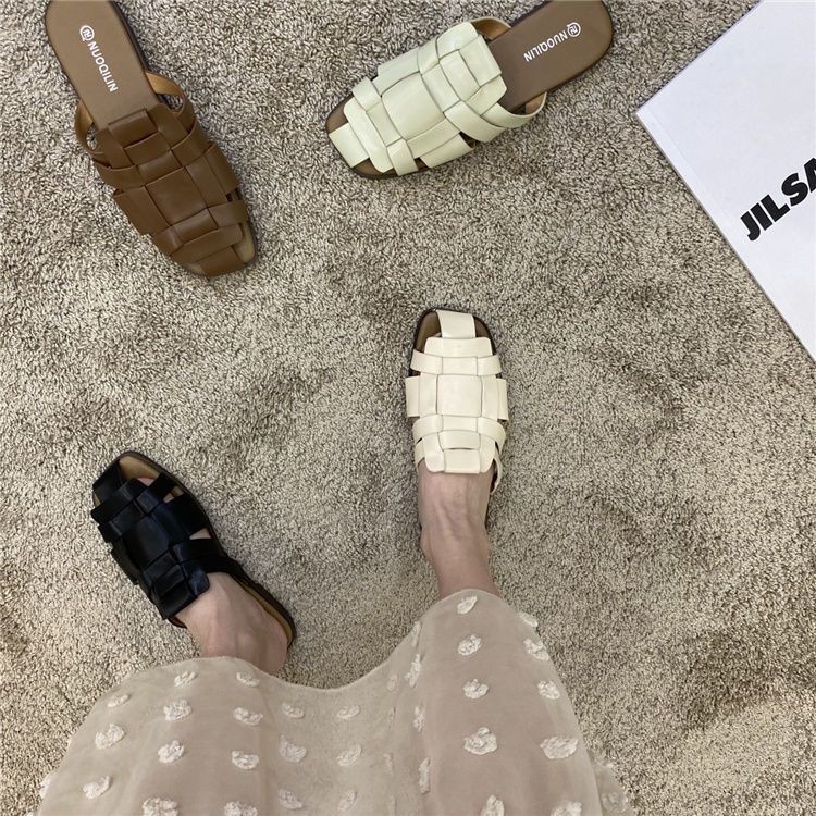 Sandal Wanita Flat, Sandal Wanita Flat, Kasual, Luar Ruangan, Modis, Setengah Jari Tertutup, Semua C