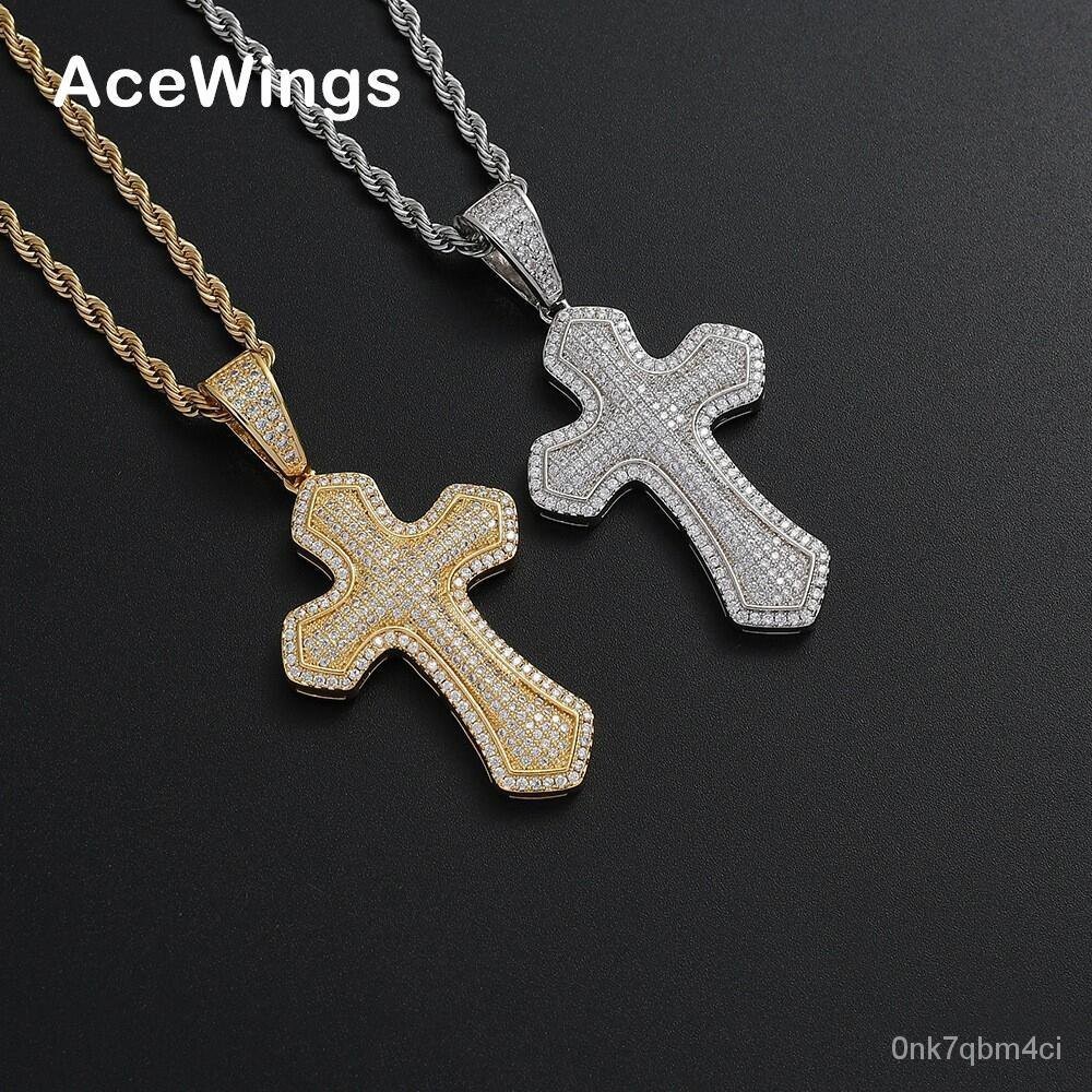 European Hip Hop Necklace Cross Personalized Pendant Copper Full Zirconium Sword Cross Men's Necklac