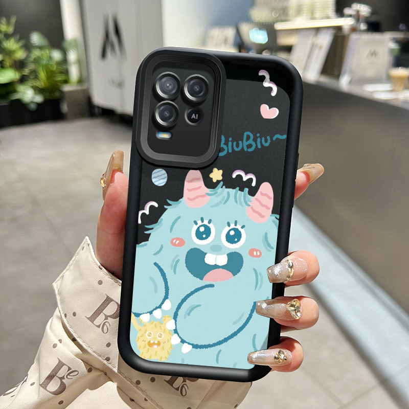 Casing Hp OPPO A54 Case hp ponsel Monster kecil berwarna permen putih tua gelap Casing silikon keran