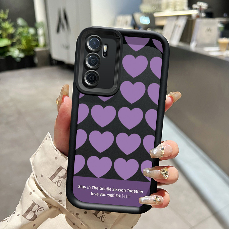 Casing Hp OPPO A16 OPPO A16s OPPO A54s Case hp ponsel Hati berwarna permen permen putih tua gelap Ca