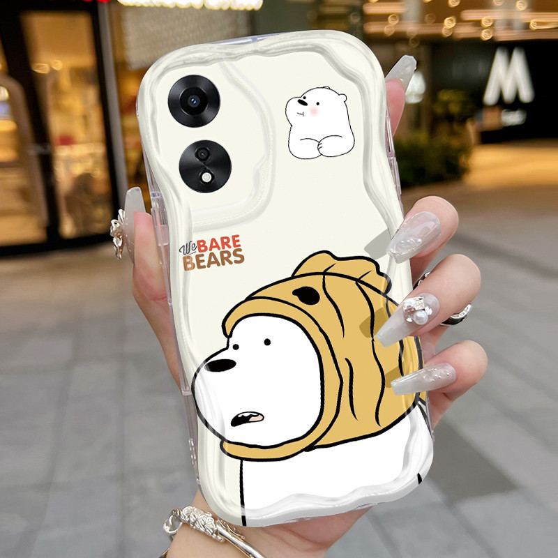 Casing Hp OPPO A58 4G A78 4G Case ikan kecil penutup kepala pola beruang kecil Kesing ponsel Softcas